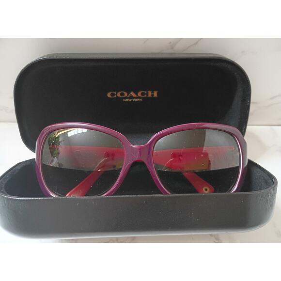 COACH Side Logo Square Bordeaux & Pink Sunglasses with Case - Picture 6 of 7